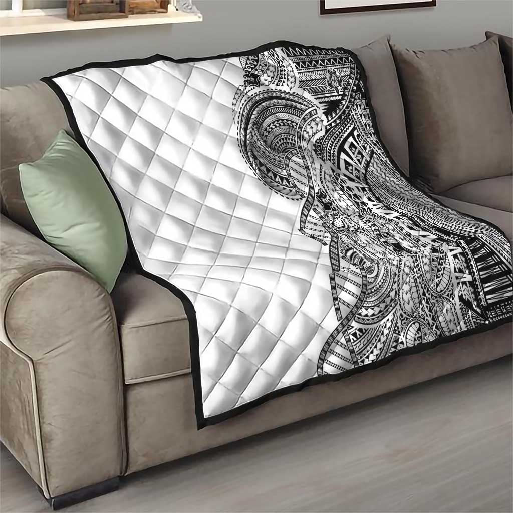 Samoan DNA Art Tattoo Quilt Polynesian Pattern White Color LT03 - Polynesian Pride