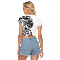 Samoan DNA Art Tattoo Raglan Cropped T Shirt Polynesian Pattern White Color LT03 - Polynesian Pride