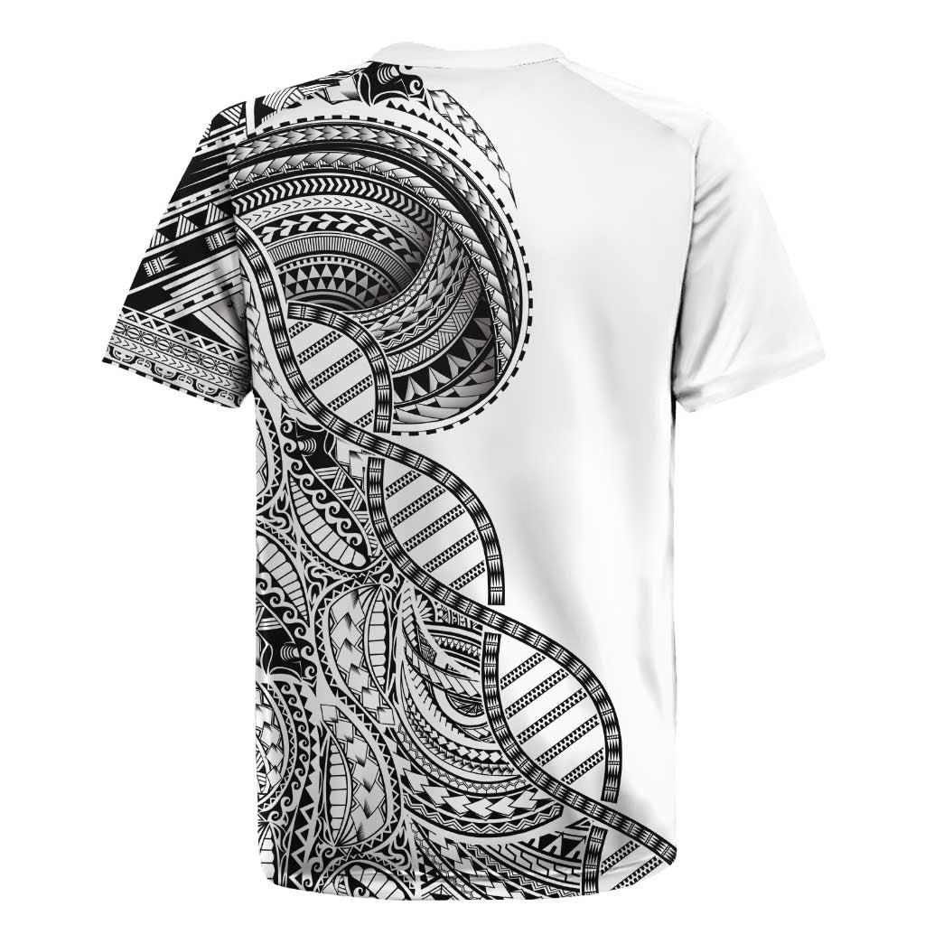 Samoan DNA Art Tattoo Rugby Jersey Polynesian Pattern White Color LT03 - Polynesian Pride