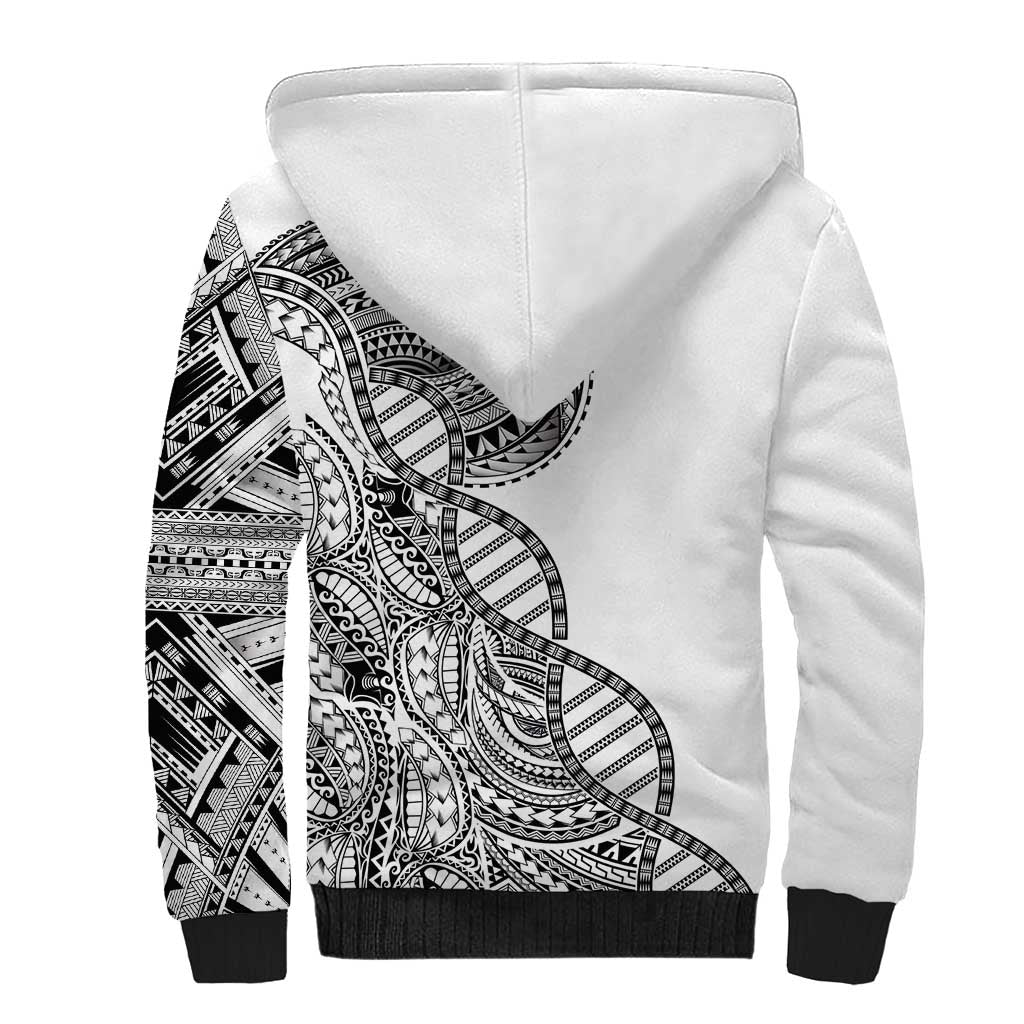 Samoan DNA Art Tattoo Sherpa Hoodie Polynesian Pattern White Color LT03 - Polynesian Pride