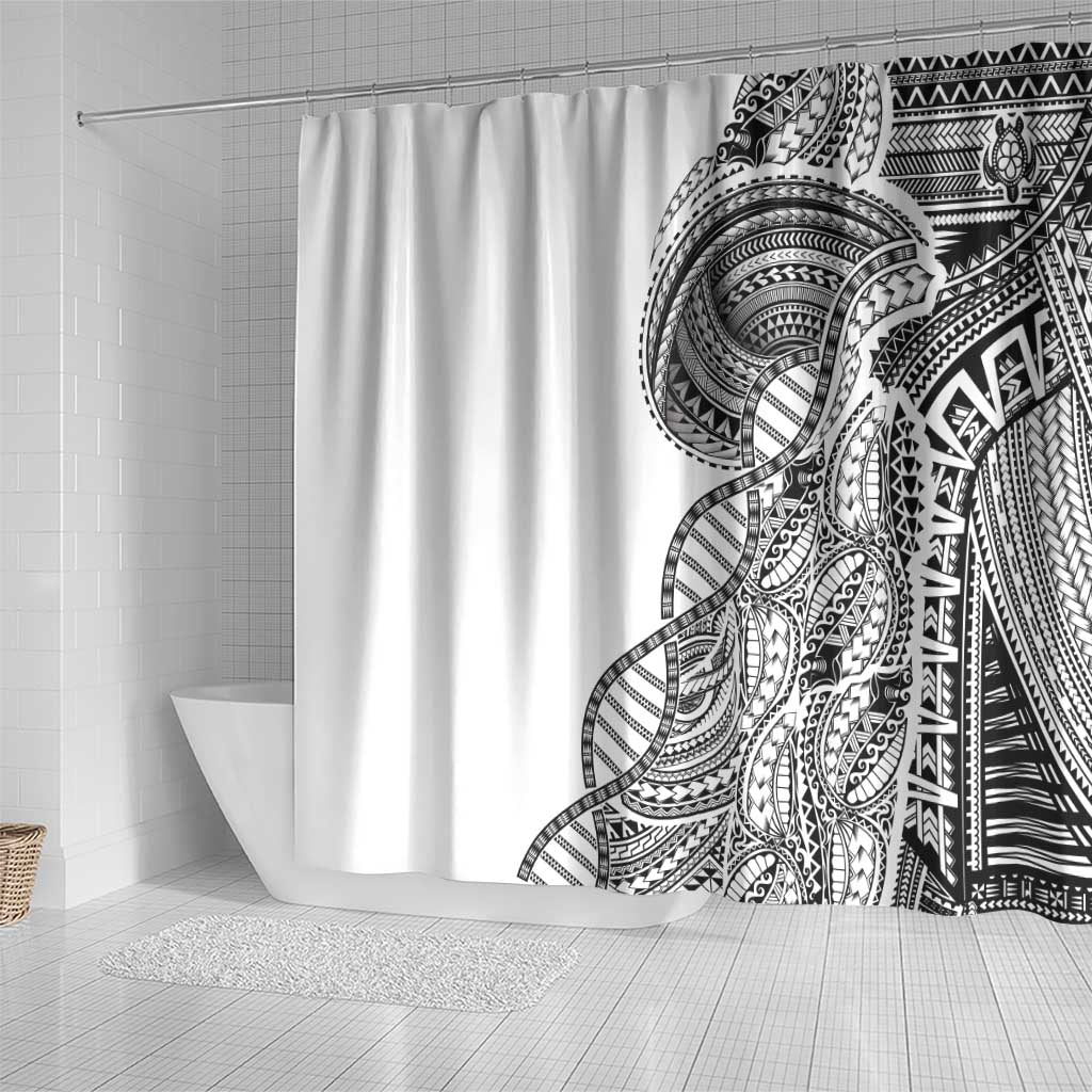 Samoan DNA Art Tattoo Shower Curtain Polynesian Pattern White Color LT03 - Polynesian Pride