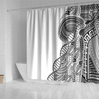 Samoan DNA Art Tattoo Shower Curtain Polynesian Pattern White Color LT03 - Polynesian Pride