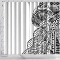 Samoan DNA Art Tattoo Shower Curtain Polynesian Pattern White Color LT03 - Polynesian Pride