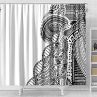 Samoan DNA Art Tattoo Shower Curtain Polynesian Pattern White Color LT03 - Polynesian Pride