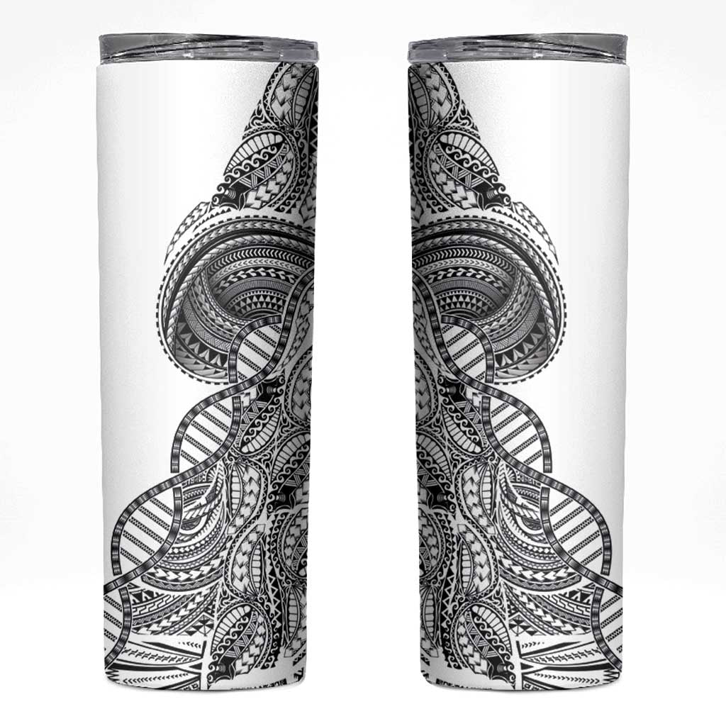 Samoan DNA Art Tattoo Skinny Tumbler Polynesian Pattern White Color