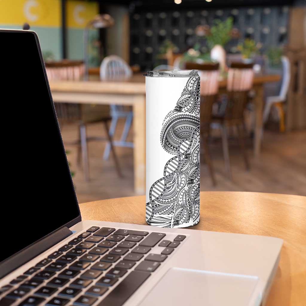 Samoan DNA Art Tattoo Skinny Tumbler Polynesian Pattern White Color LT03 - Polynesian Pride