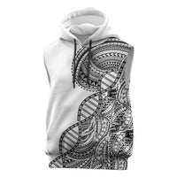 Samoan DNA Art Tattoo Sleeveless Hoodie Polynesian Pattern White Color LT03 White - Polynesian Pride