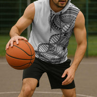 Samoan DNA Art Tattoo Sleeveless Hoodie Polynesian Pattern White Color LT03 - Polynesian Pride