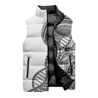 Samoan DNA Art Tattoo Sleeveless Puffer Jacket Polynesian Pattern White Color LT03 - Polynesian Pride