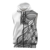 Samoan DNA Art Tattoo Sleeveless Zip Hoodie Polynesian Pattern White Color LT03 White - Polynesian Pride