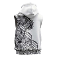 Samoan DNA Art Tattoo Sleeveless Zip Hoodie Polynesian Pattern White Color LT03 - Polynesian Pride