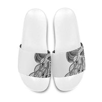 Samoan DNA Art Tattoo Slide Sandals Polynesian Pattern White Color LT03 White - Polynesian Pride
