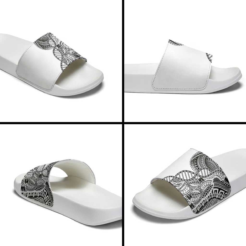 Samoan DNA Art Tattoo Slide Sandals Polynesian Pattern White Color LT03 - Polynesian Pride