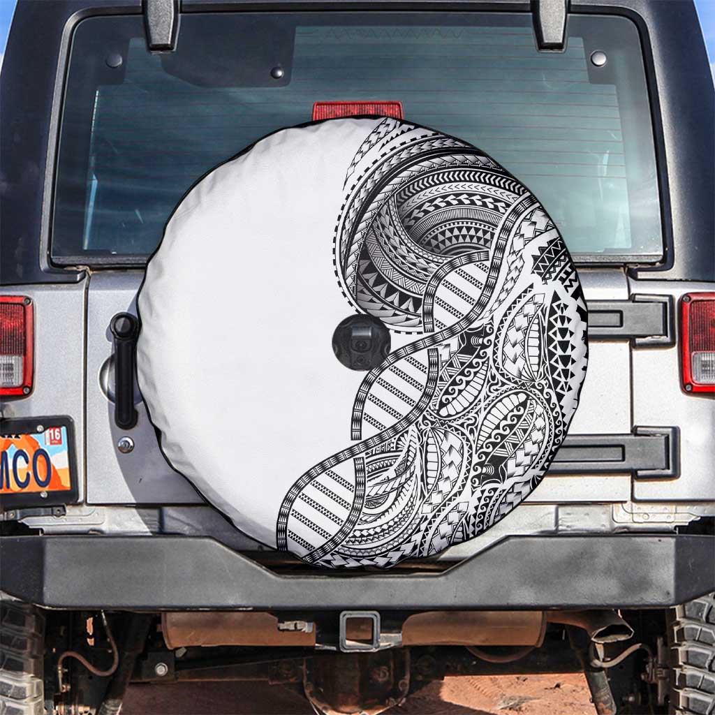 Samoan DNA Art Tattoo Spare Tire Cover Polynesian Pattern White Color LT03 White - Polynesian Pride