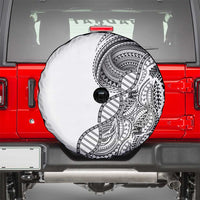 Samoan DNA Art Tattoo Spare Tire Cover Polynesian Pattern White Color LT03 - Polynesian Pride