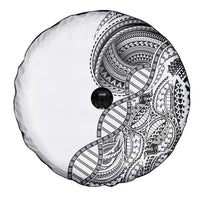 Samoan DNA Art Tattoo Spare Tire Cover Polynesian Pattern White Color LT03 - Polynesian Pride