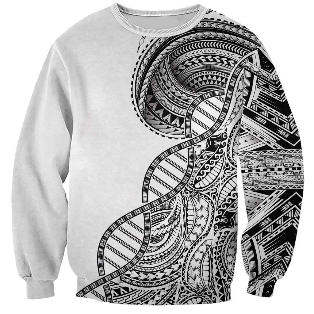 Samoan DNA Art Tattoo Sweatshirt Polynesian Pattern White Color LT03 Unisex White - Polynesian Pride