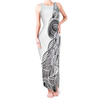 Samoan DNA Art Tattoo Tank Maxi Dress Polynesian Pattern White Color LT03 Women White - Polynesian Pride