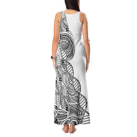Samoan DNA Art Tattoo Tank Maxi Dress Polynesian Pattern White Color LT03 - Polynesian Pride