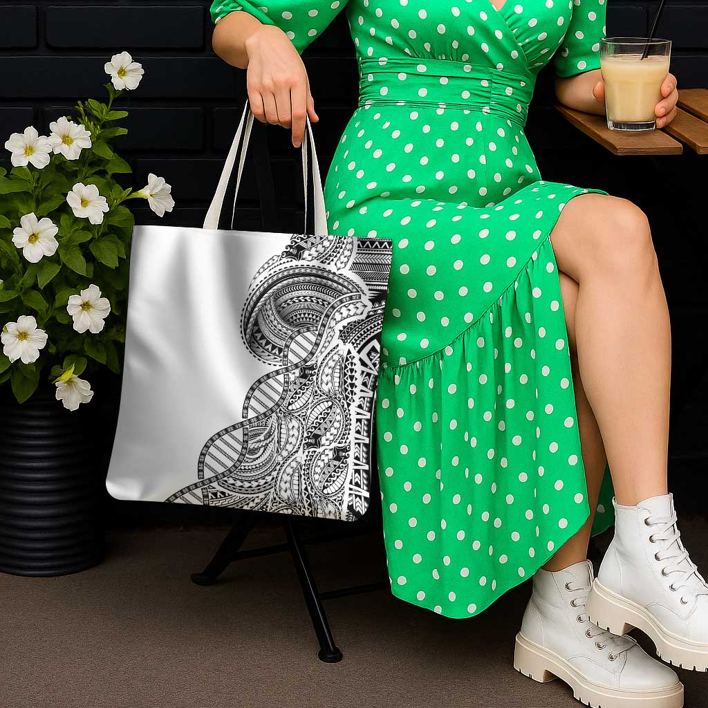 Samoan DNA Art Tattoo Tote Bag Polynesian Pattern White Color LT03 - Polynesian Pride