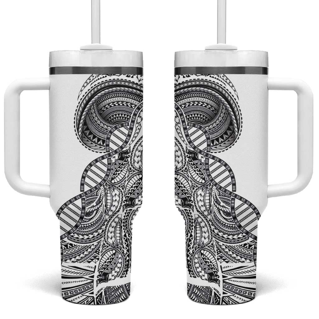 Samoan DNA Art Tattoo Tumbler With Handle Polynesian Pattern White Color LT03 One Size: 40 oz White - Polynesian Pride