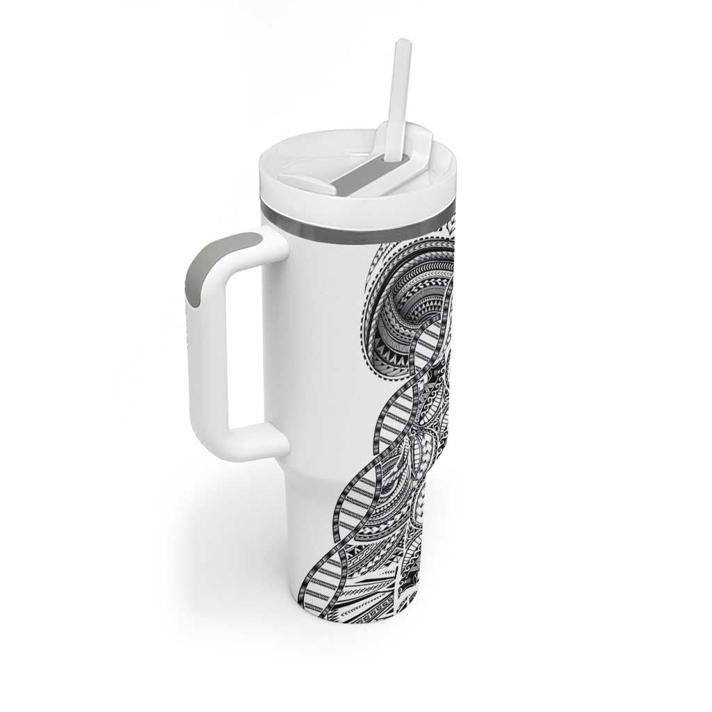 Samoan DNA Art Tattoo Tumbler With Handle Polynesian Pattern White Color LT03 - Polynesian Pride