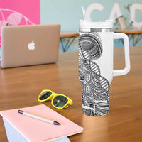 Samoan DNA Art Tattoo Tumbler With Handle Polynesian Pattern White Color LT03 - Polynesian Pride
