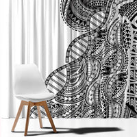 Samoan DNA Art Tattoo Window Curtain Polynesian Pattern White Color LT03 - Polynesian Pride
