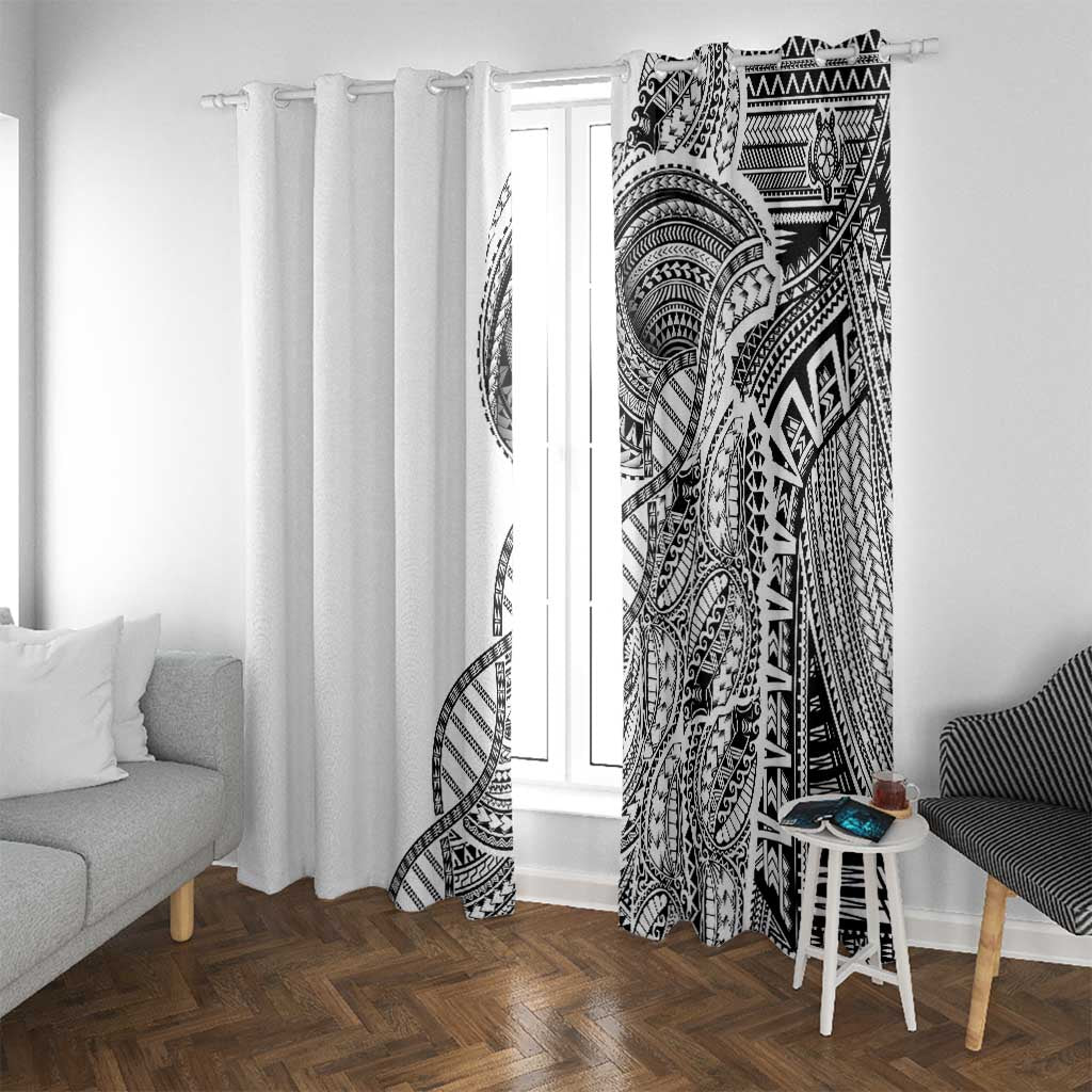 Samoan DNA Art Tattoo Window Curtain Polynesian Pattern White Color LT03 With Grommets White - Polynesian Pride