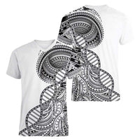 Samoan DNA Art Tattoo Women V-Neck T-Shirt Polynesian Pattern White Color