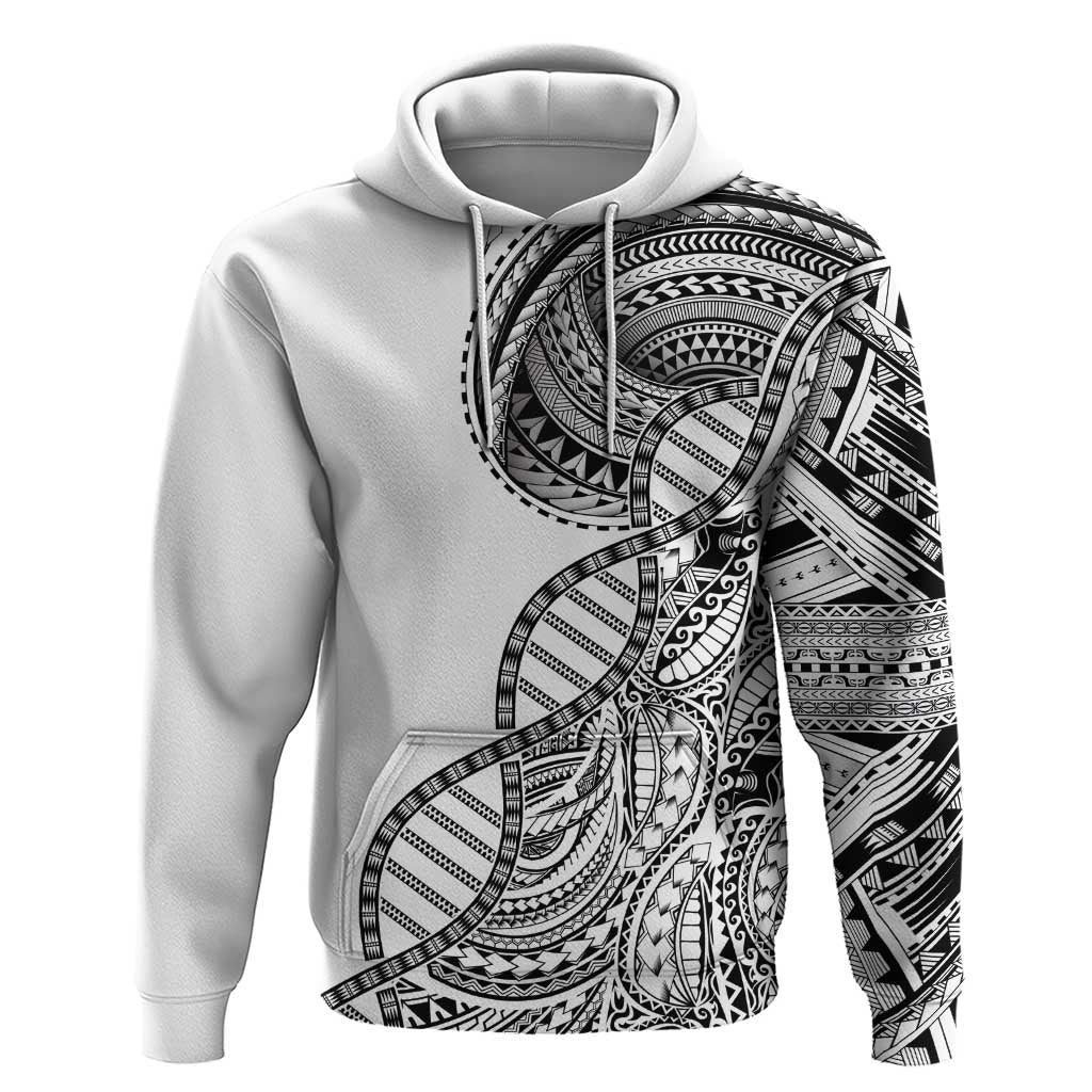 Samoan DNA Art Tattoo Zip Hoodie Polynesian Pattern White Color LT03 Pullover Hoodie White - Polynesian Pride