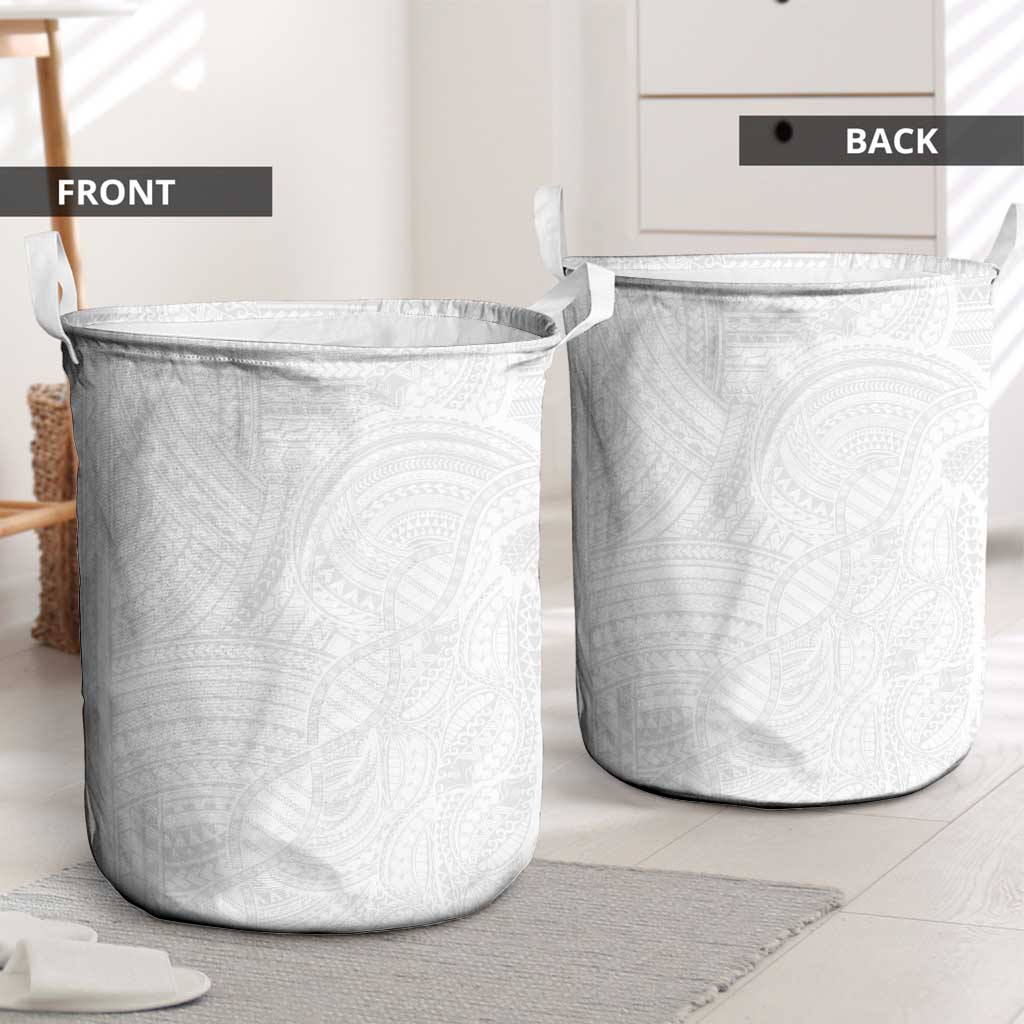 Samoan DNA Art Tattoo Laundry Basket Polynesian Pattern All White LT03 - Polynesian Pride