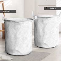 Samoan DNA Art Tattoo Laundry Basket Polynesian Pattern All White LT03 - Polynesian Pride