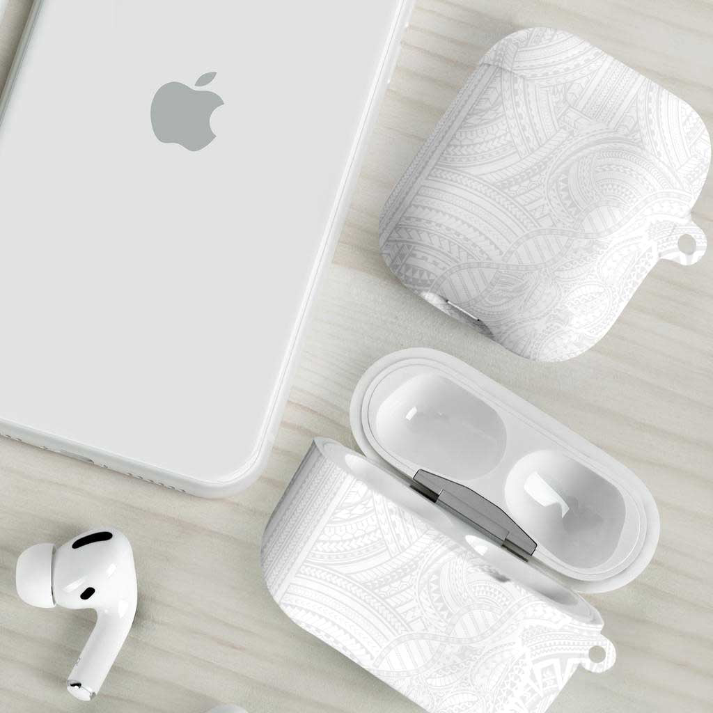 Samoan DNA Art Tattoo AirPods Case Polynesian Pattern All White LT03 - Polynesian Pride