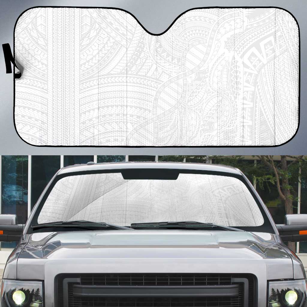 Samoan DNA Art Tattoo Auto Sun Shade Polynesian Pattern All White LT03 White - Polynesian Pride