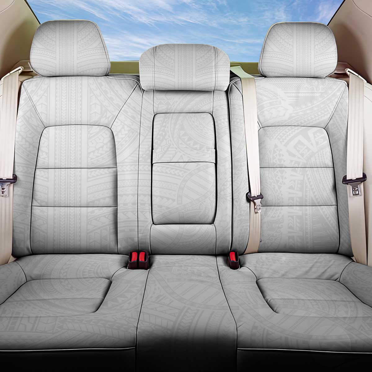 Samoan DNA Art Tattoo Back Car Seat Cover Polynesian Pattern All White LT03 One Size White - Polynesian Pride