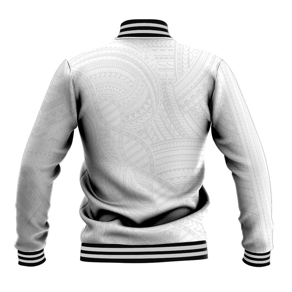 Samoan DNA Art Tattoo Baseball Jacket Polynesian Pattern All White LT03 - Polynesian Pride