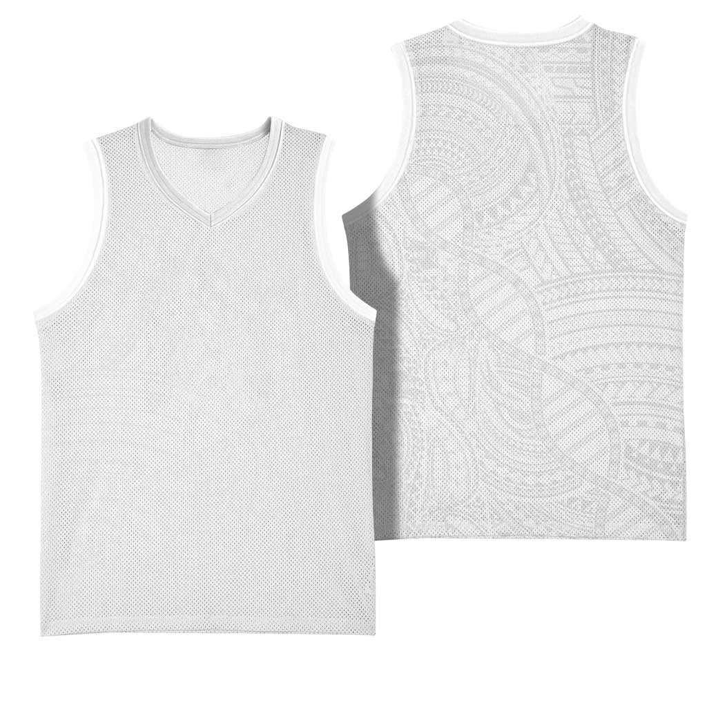 Samoan DNA Art Tattoo Basketball Jersey Polynesian Pattern All White LT03 - Polynesian Pride