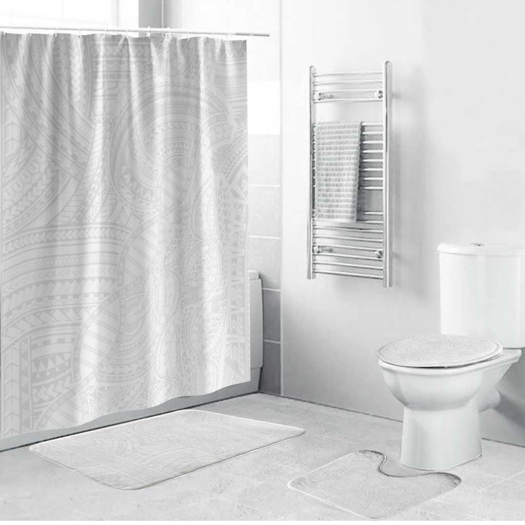 Samoan DNA Art Tattoo Bathroom Set Polynesian Pattern All White LT03 Bathroom Set (4 pcs) White - Polynesian Pride
