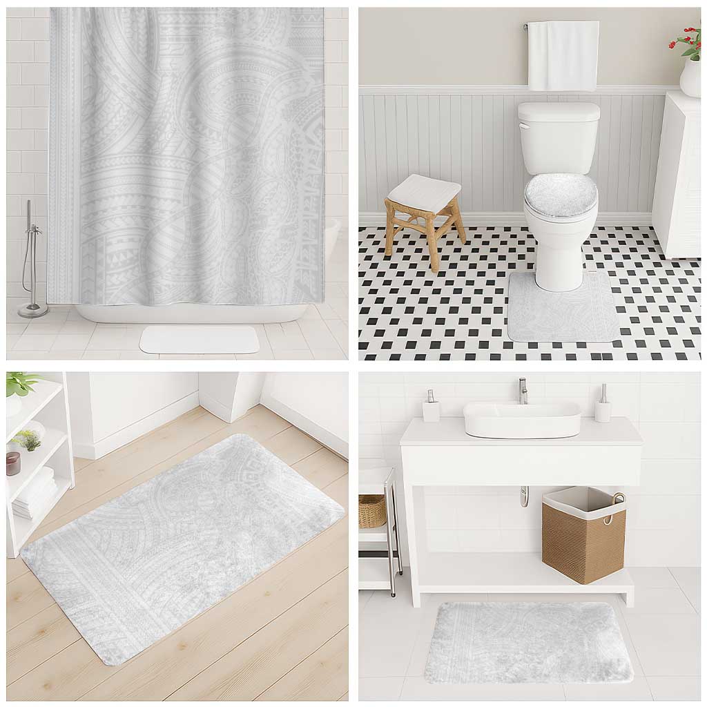 Samoan DNA Art Tattoo Bathroom Set Polynesian Pattern All White LT03 - Polynesian Pride