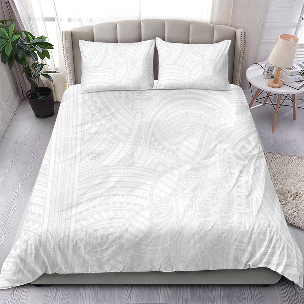 Samoan DNA Art Tattoo Bedding Set Polynesian Pattern All White LT03 - Polynesian Pride