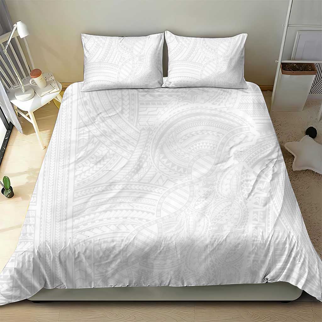 Samoan DNA Art Tattoo Bedding Set Polynesian Pattern All White LT03 - Polynesian Pride