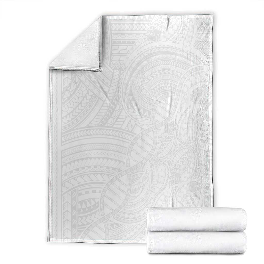 Samoan DNA Art Tattoo Blanket Polynesian Pattern All White LT03 - Polynesian Pride