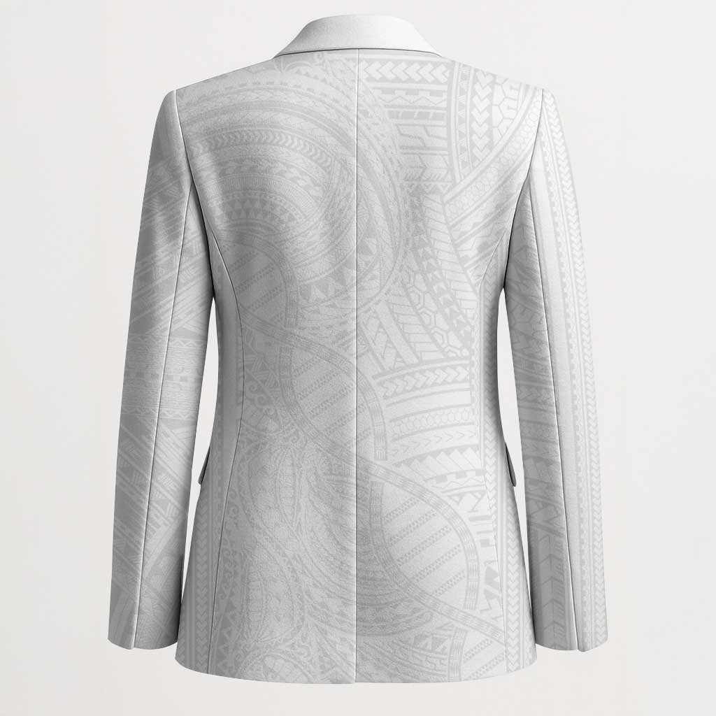 Samoan DNA Art Tattoo Blazer Polynesian Pattern All White LT03 - Polynesian Pride