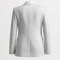 Samoan DNA Art Tattoo Blazer Polynesian Pattern All White LT03 - Polynesian Pride