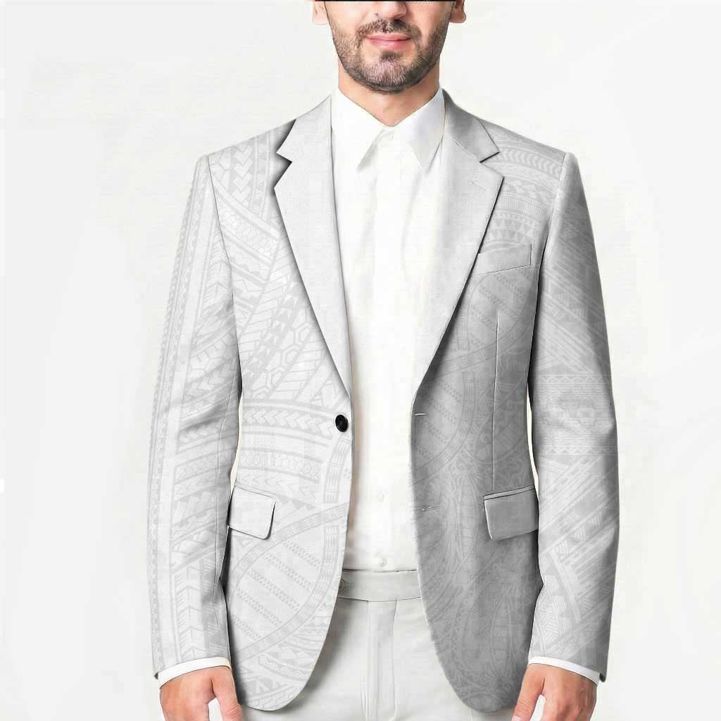 Samoan DNA Art Tattoo Blazer Polynesian Pattern All White LT03 - Polynesian Pride