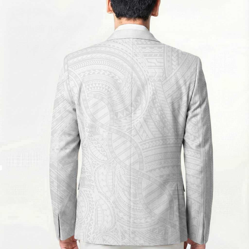 Samoan DNA Art Tattoo Blazer Polynesian Pattern All White LT03 - Polynesian Pride