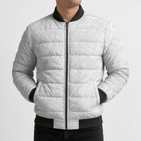Samoan DNA Art Tattoo Bomber Puffer Jacket Polynesian Pattern All White LT03 - Polynesian Pride