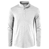 Samoan DNA Art Tattoo Button Sweatshirt Polynesian Pattern All White LT03 White - Polynesian Pride