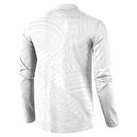 Samoan DNA Art Tattoo Button Sweatshirt Polynesian Pattern All White LT03 - Polynesian Pride